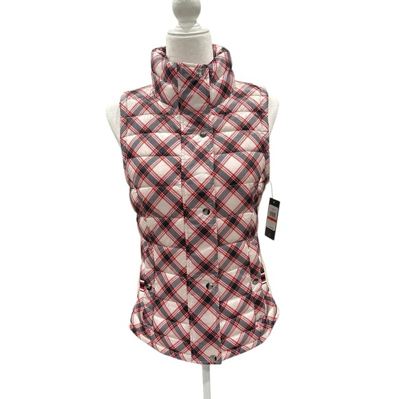 Tommy Hilfiger Jackets & Blazers - Tommy Hilfiger Red & White Plaid Quilted Puffer Vest